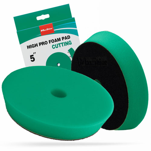 5” Maxshine High Pro Heavy Cutting Foam Pad (Green) | Compatible with DA & Rotary Polishers | Professional Detailing Pad for Cutting, Polishing & Finishing | Bendable, Washable & Reusable