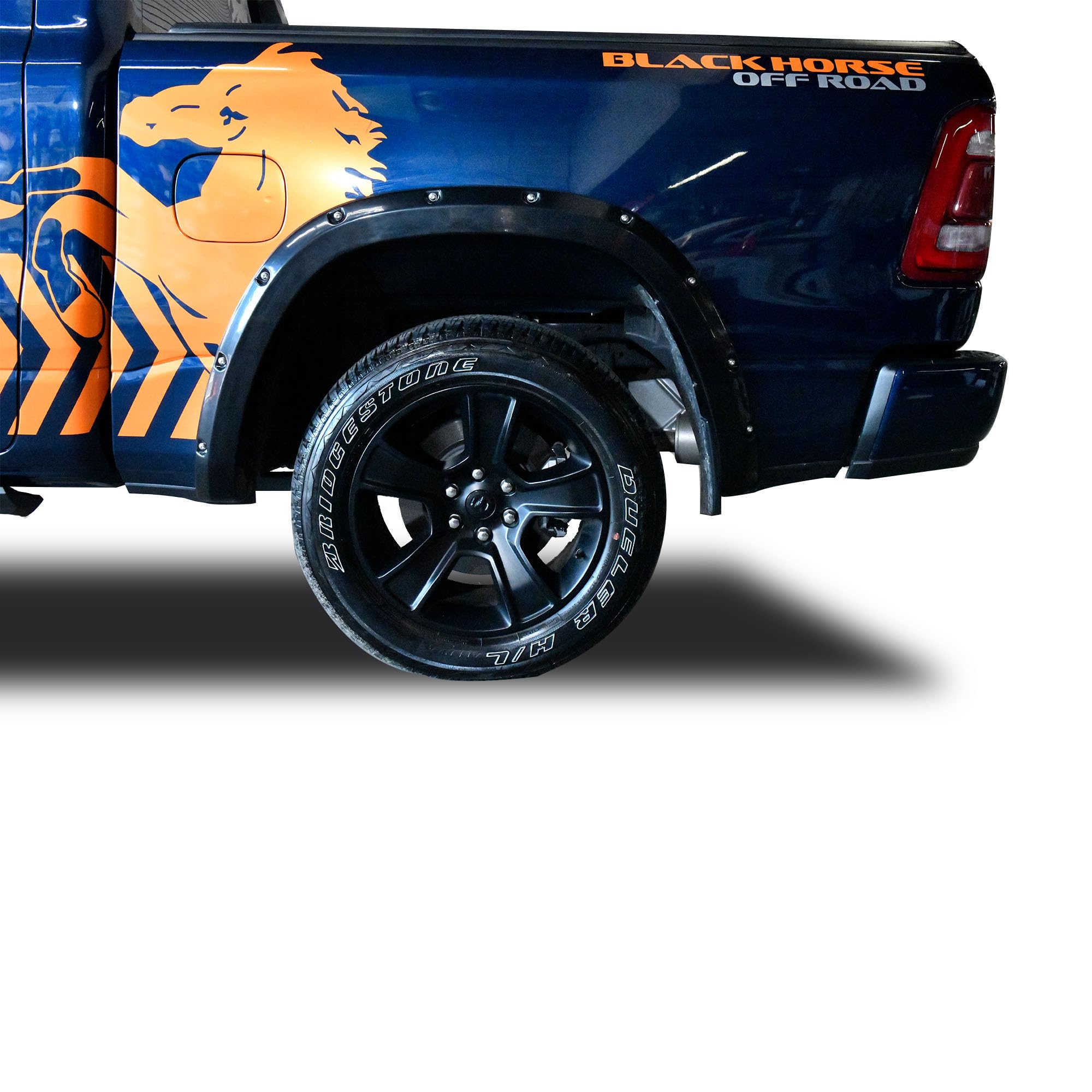 Fender Flares Black Horse Riveted Style Compatible with 2019-2022 Dodge Ram