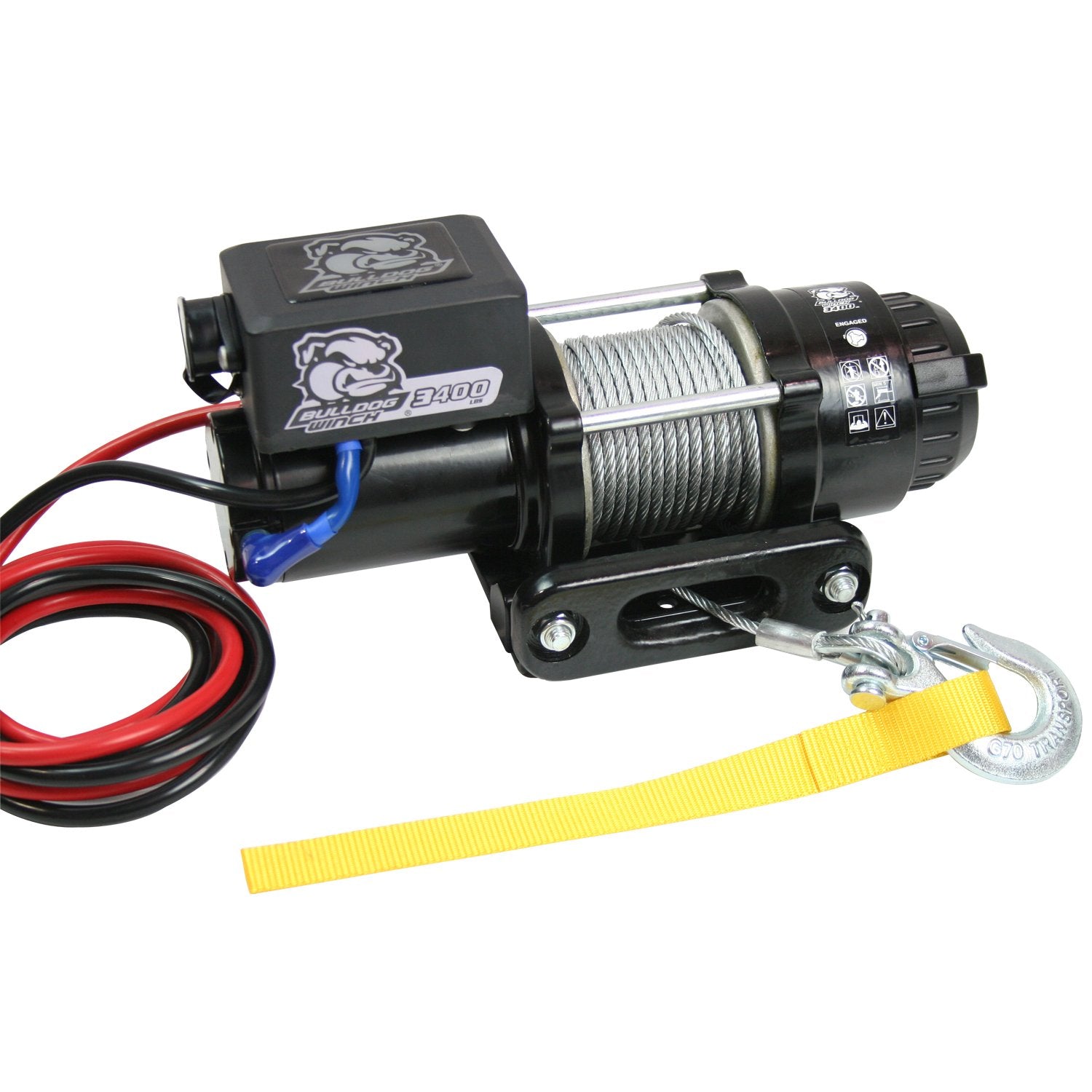 Winch BULLDOG 15017 (3400lb Trailer/Utility with 45 ft. Wire Rope, Roller Fairlead, Mounting Plate, Low Profile)