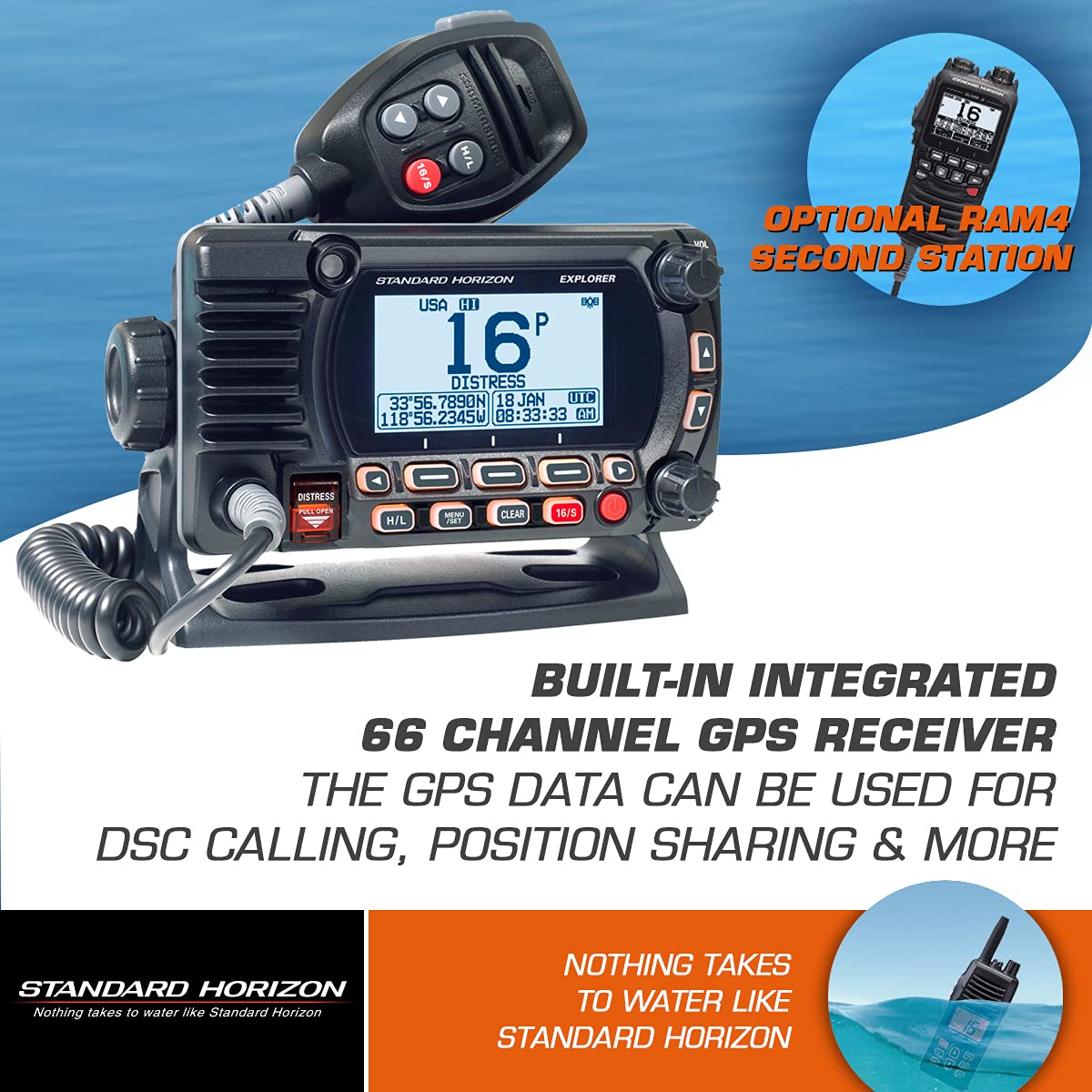 GX1800G Standard Horizon Fixed Mount VHF w/GPS - Black