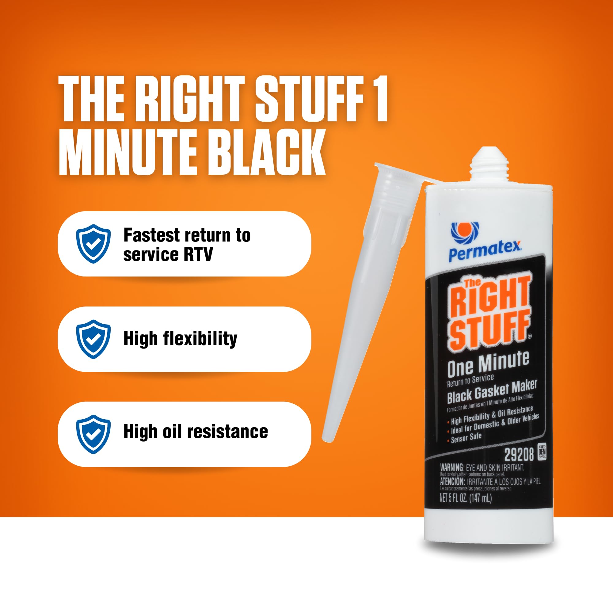 The Right Stuff Permatex 29208 1 Minute Black Gasket Maker, 5 oz.