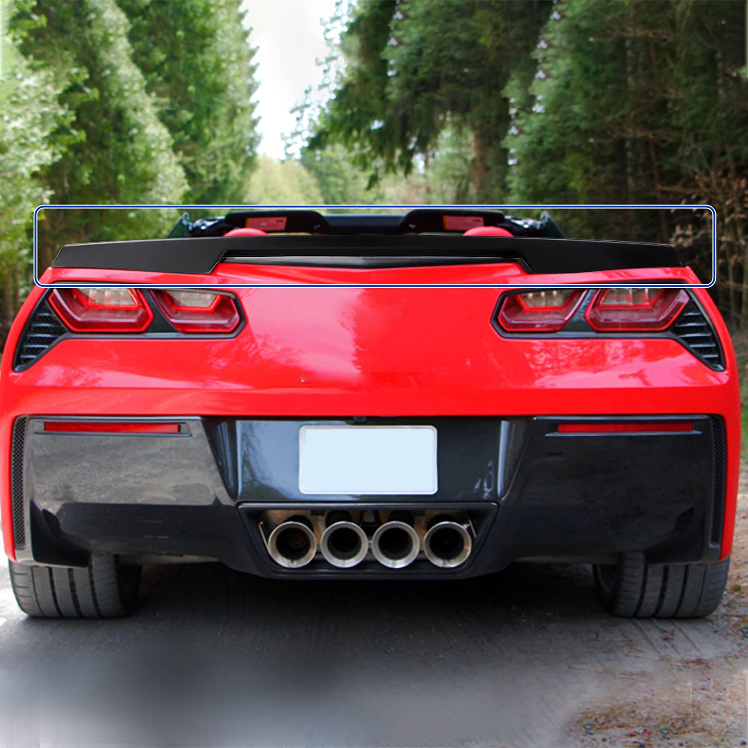 Matte Black ABS Spec-D Tuning Rear Trunk Spoiler for 2014-2018 Chevy Corvette C7 Models