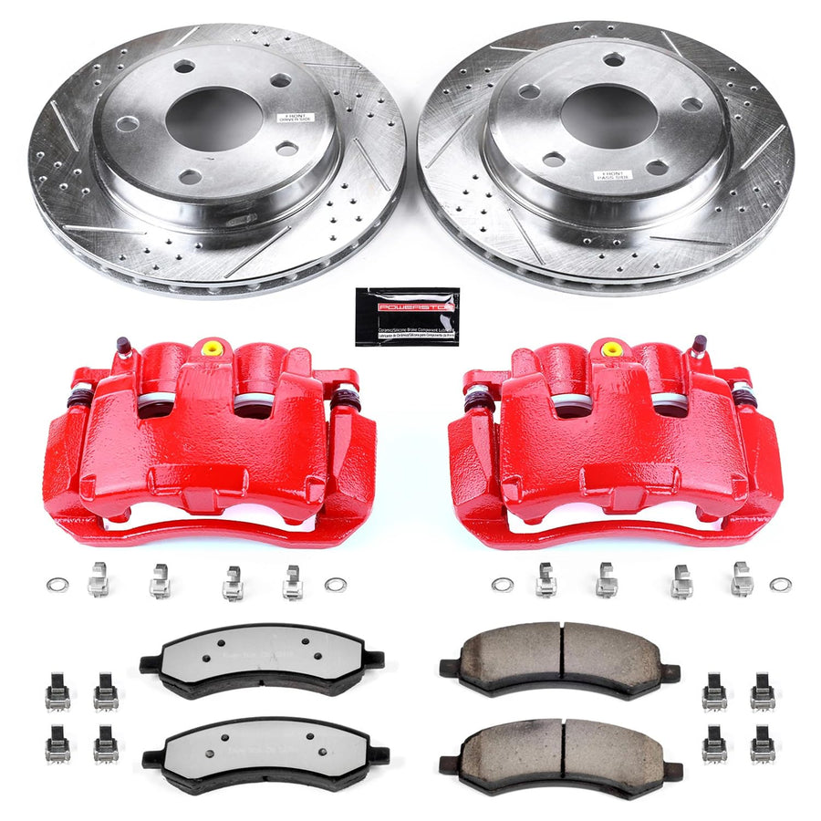 Power Stop Front KC2193A-36 Z36 Truck and Tow Brake Kit (with Calipers) For Dodge Dakota 2009-2010, Ram Dakota 2011 [Model Specific]