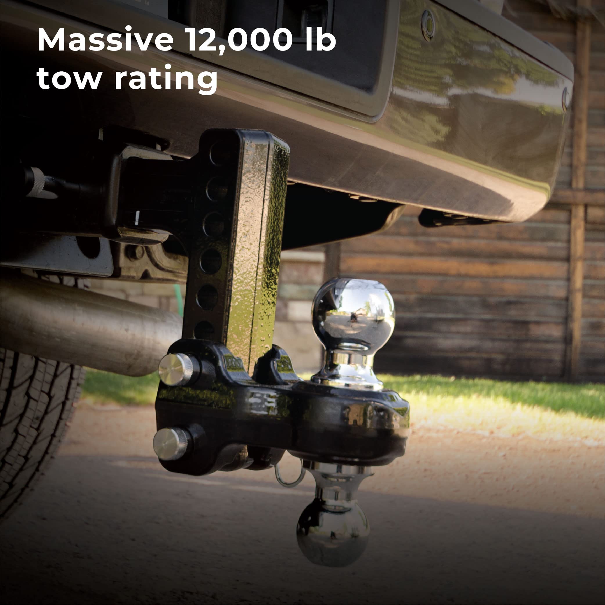 Fastway Flash 49-00-5600 Solid Steel Adjustable Ball Mount with 6 Inch Drop, 2 Inch Shank, and Chrome Plated Balls