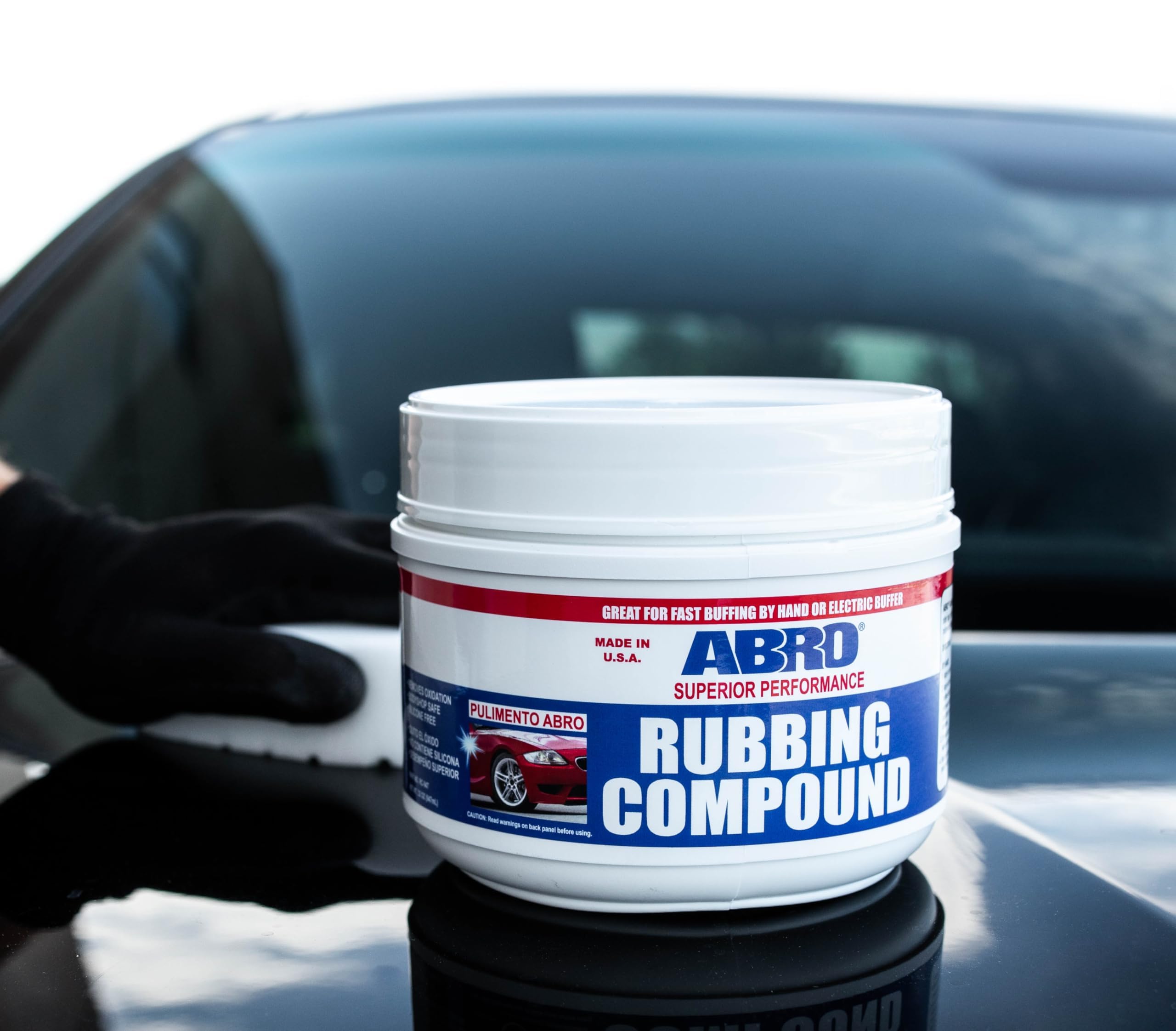 ABRO Automotive Superior Performance Rubbing Compound for Oxidized Finishes, Buff, Shine, Smooth, & Clean, Scratch Remover for Vehicles, Boats, & Bikes - 32 oz.
