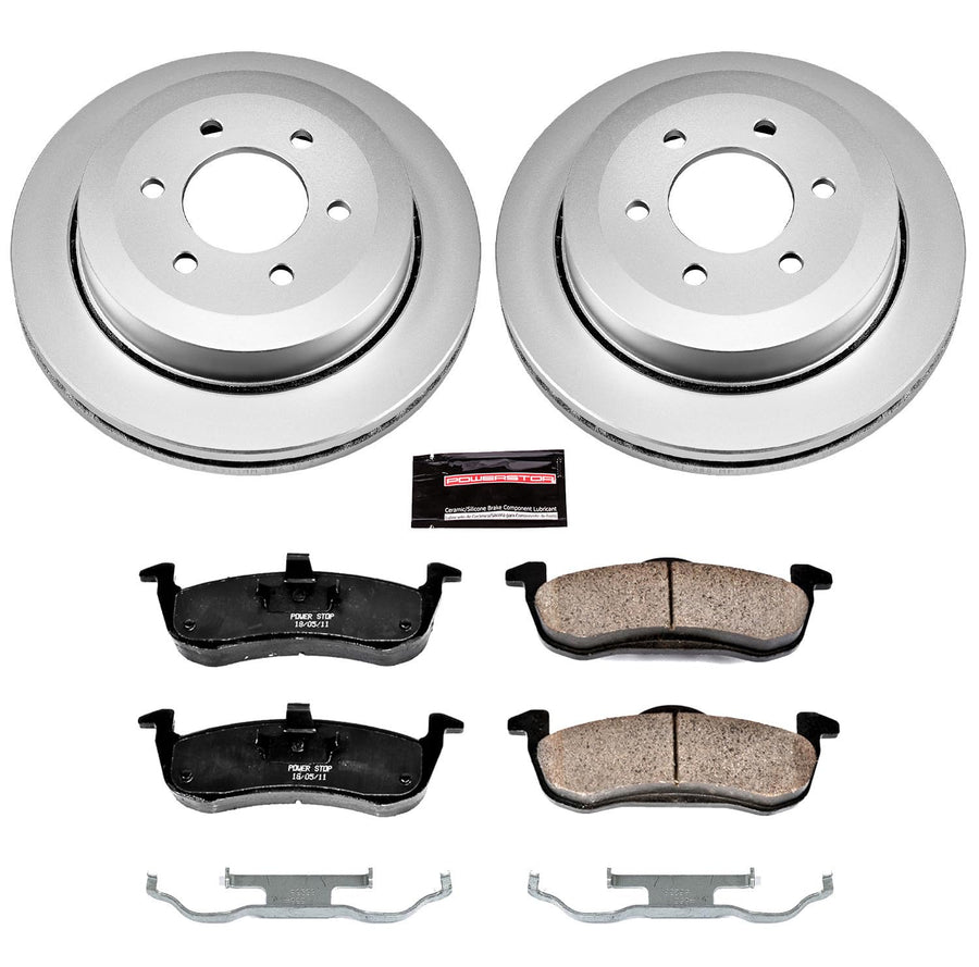 Power Stop CRK4683 Brake Rotor Coated & Ceramic Brake Pads- rear For Ford Expedition 2007-2017, Lincoln Navigator 2007-2017 [Model Specific]