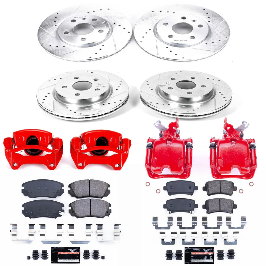 Power Stop Z23 Evolution KC5515 Front and Rear Brake Kit-Drilled/Slotted Rotors, Carbon Ceramic Brake Pads & Calipers For LaCrosse, Regal, Chevy Impala, Chevy Malibu, Saab 9-5 [Model Specific]