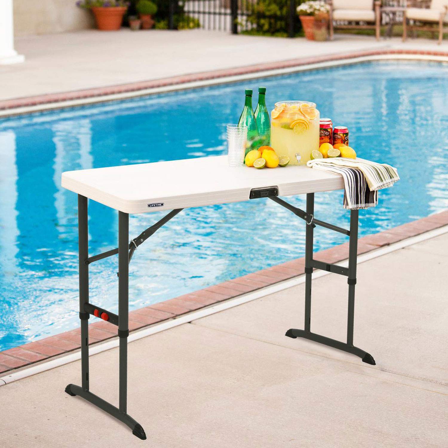 4 Ft. Lifetime Commercial Adjustable Height Folding Table (Almond)