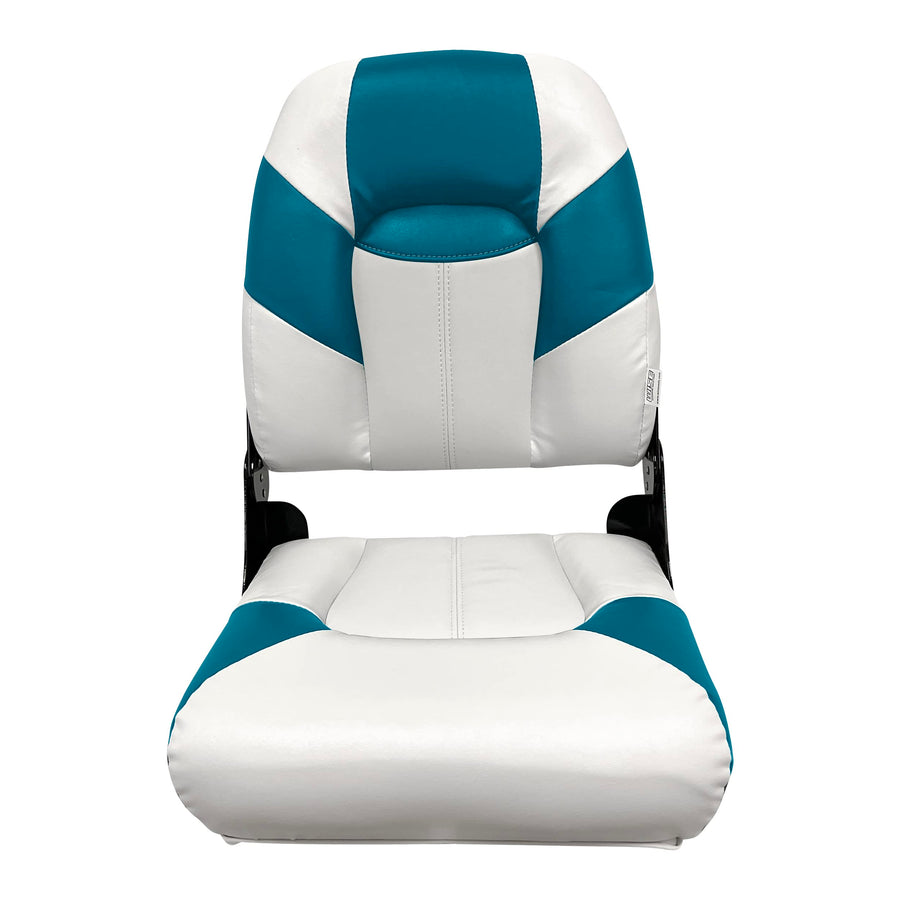 Baja Series Wise High Back Boat Seat, Brite White/Teal 1461-0033