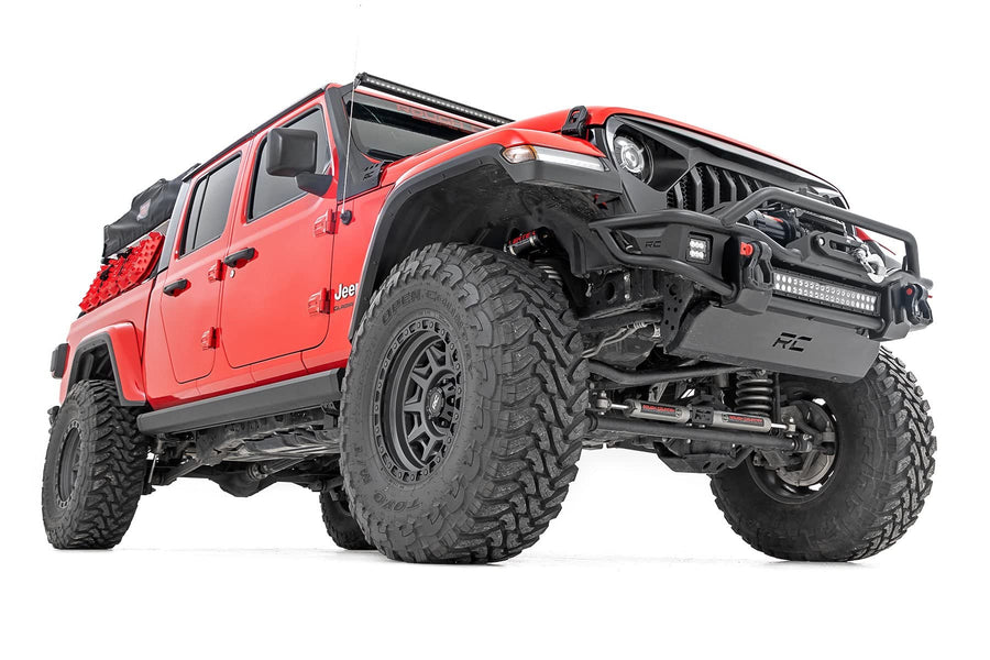 Rough Country Power Running Boards for JT Jeep Gladiator (2020-2025) - Retractable Electric Side Steps w/Dual Motors, LED Lights, Textured Anti-Slip Surface