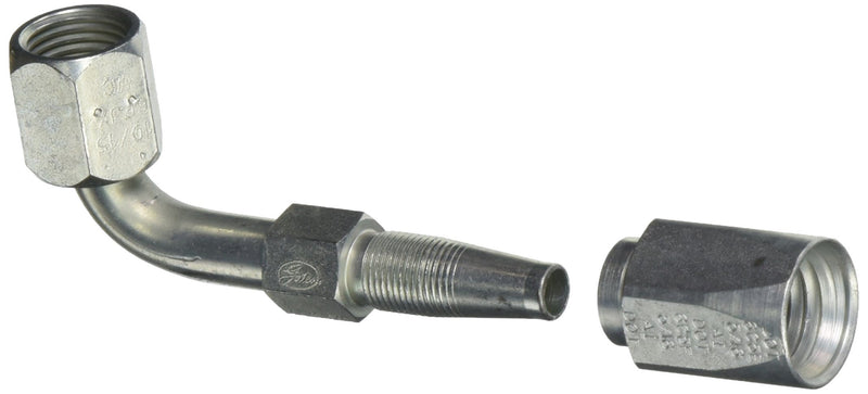 6C5E-6RFJX90 Gates XBULK Field Attachable for C5E Hose, Female JIC 37 Flare Swivel, 90 Bent Tube, Steel, 5/16" ID (Pack of 75)