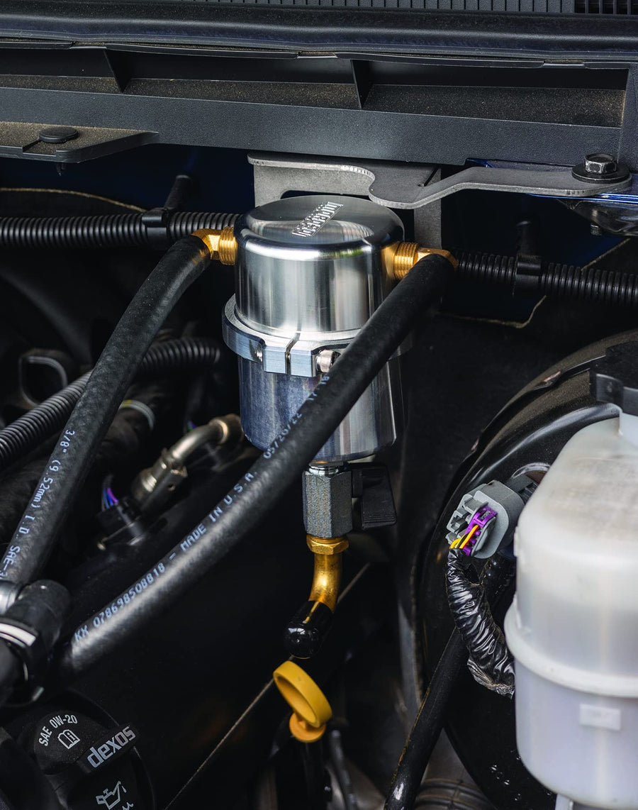 Moroso Air/Oil Separator Catch Can 85529, Fits 2014-2018 GM Trucks (Silverado/Sierra/Tahoe/Yukon), 2019 Limited/Legacy, Large Body Raw Finish