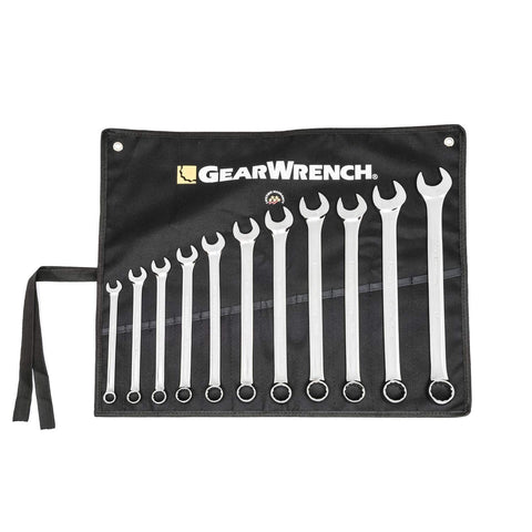 Long Pattern GEARWRENCH Combination SAE Wrench Set with Tool Roll, 11 Pc., 12 Point - 81934