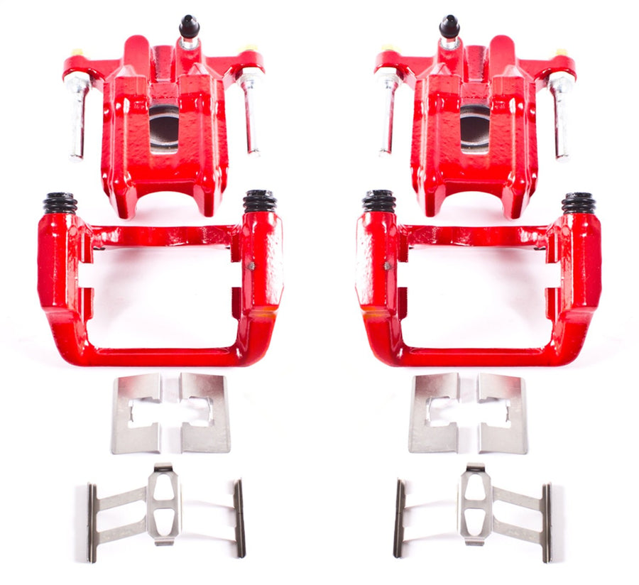 Power Stop S2588 Rear Pair of High-Temp Red Powder Coated Calipers for Acura CL 2001-2003, Acura TL 1999-2008, Honda Element 2003-2011 [Model Specific]