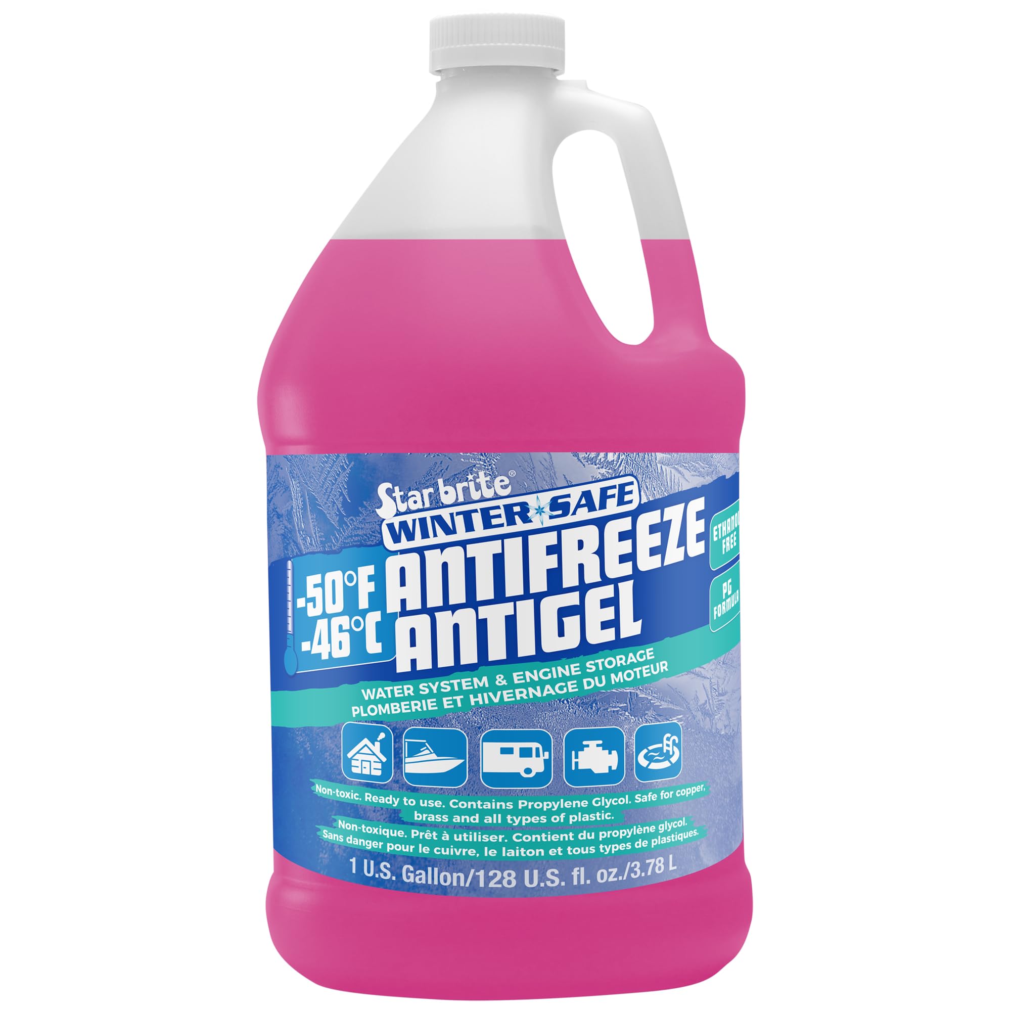 Non-Toxic STAR BRITE -50°F Winter Safe RV Marine Antifreeze, Water System and Engine Storage Solution, Ready-to-Use, Protects Down to -50 Degrees Fahrenheit