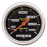 Gauge, AutoMeter Pressure, 2 5/8", 400PSI, Liquid FIL