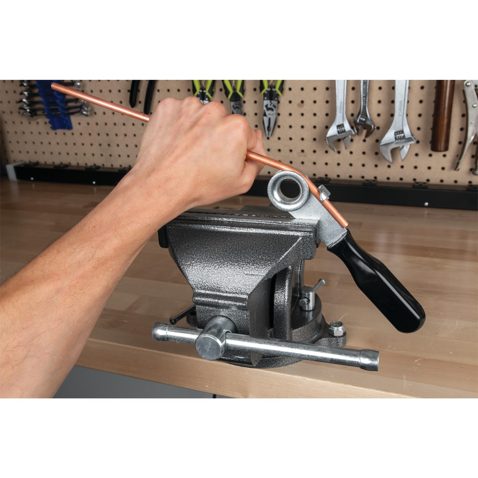 Hand Brake Tubing Bender Performance Tool W80686, Zinc-Plated Vise-Mountable Tubing Bender with Screwdriver Handle for Copper, Brass, and Brake Lines