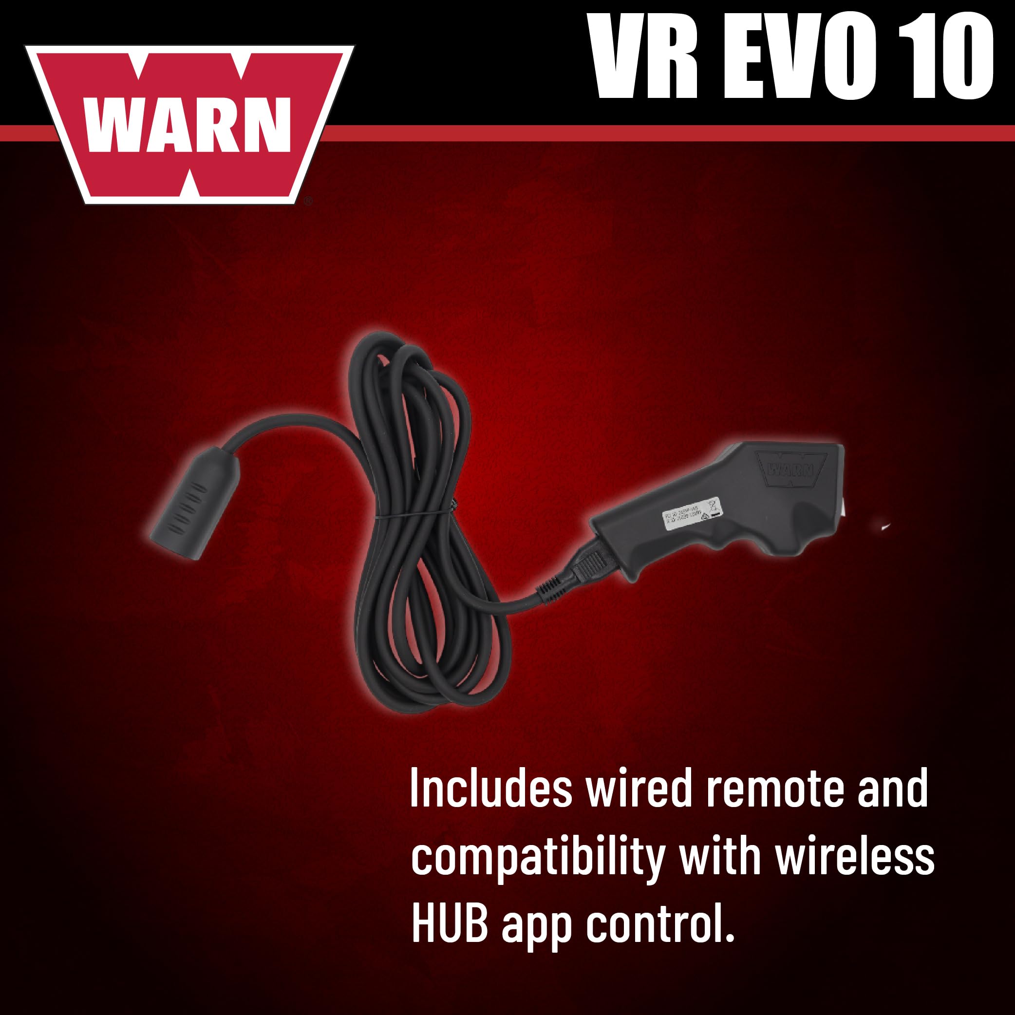 10 WARN VR EVO Standard Duty Electric Winch for Pickups, 1/2-ton, Jeeps, and Larger SUVs, 12V DC, 10,000 lb Line Pull, 90 ft Steel Cable with Roller Fairlead, Relocatable Control Pack.