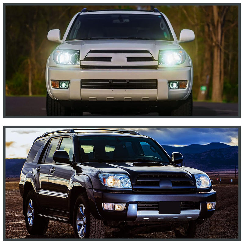 Chrome Headlights SPEC-D TUNING Compatible with 2003-2005 Toyota 4Runner, Left + Right Head Lamps Assembly