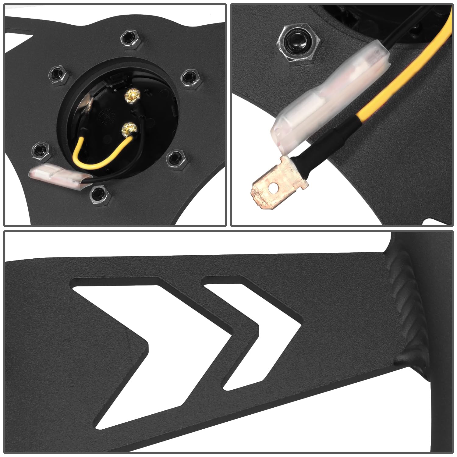 NRG Innovations All Aluminum NRG-RST-070-BK Steering Wheel 330mm - Arow Cutout- Ergonomic Grip- Anadized Black