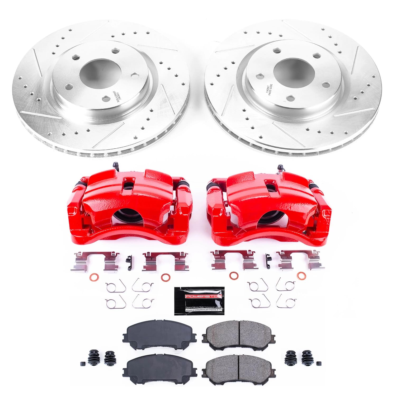 Power Stop Z23 Daily Driver KC7036A Front Brake Caliper Kit-Drilled/Slotted Rotor, Brake Pads & Calipers For Nissan Rogue 2014-2020, Nissan Rogue Sport 2017-2022 [Model Specific]