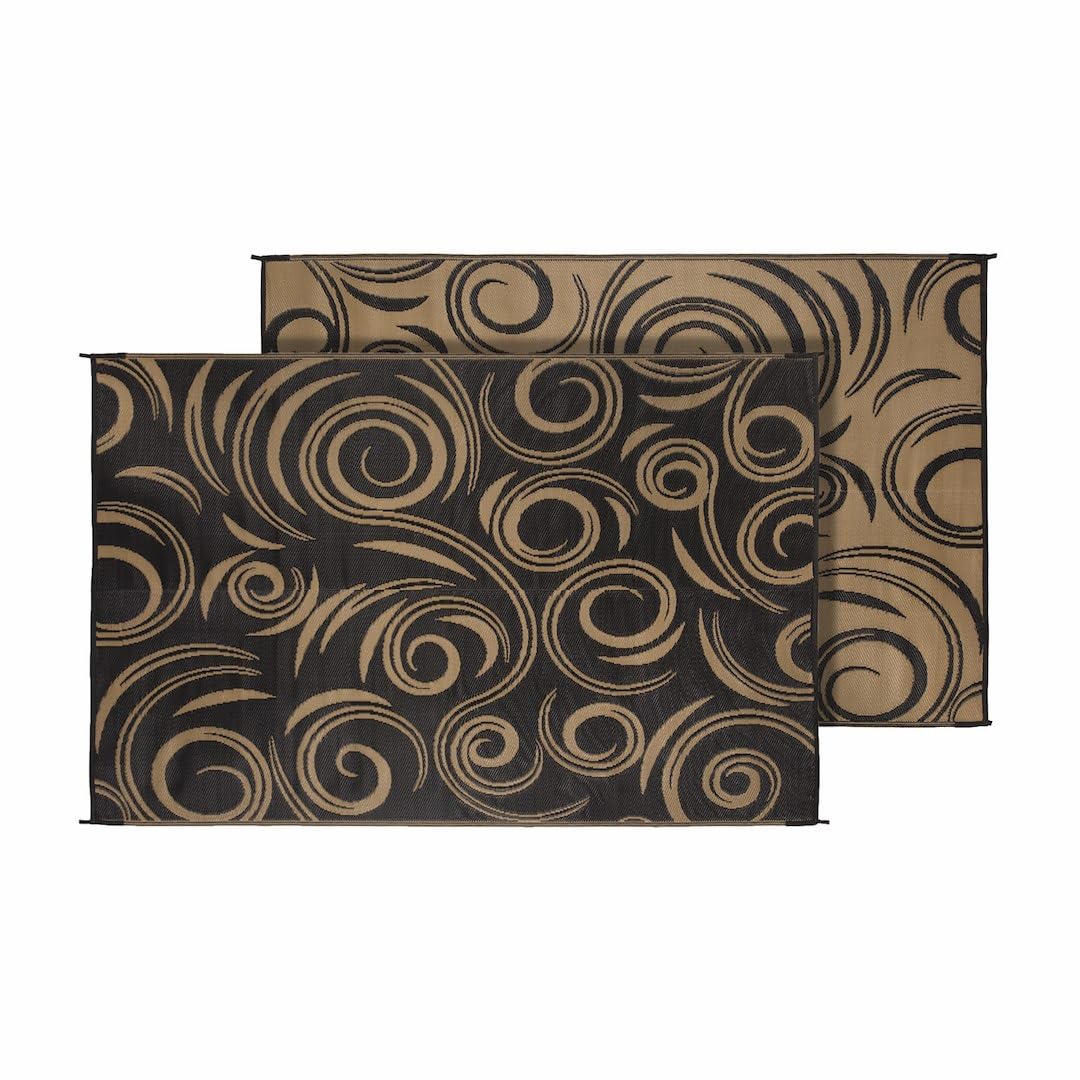 68946 Faulkner Furniture Mat Swirl 9x12 Black/beige