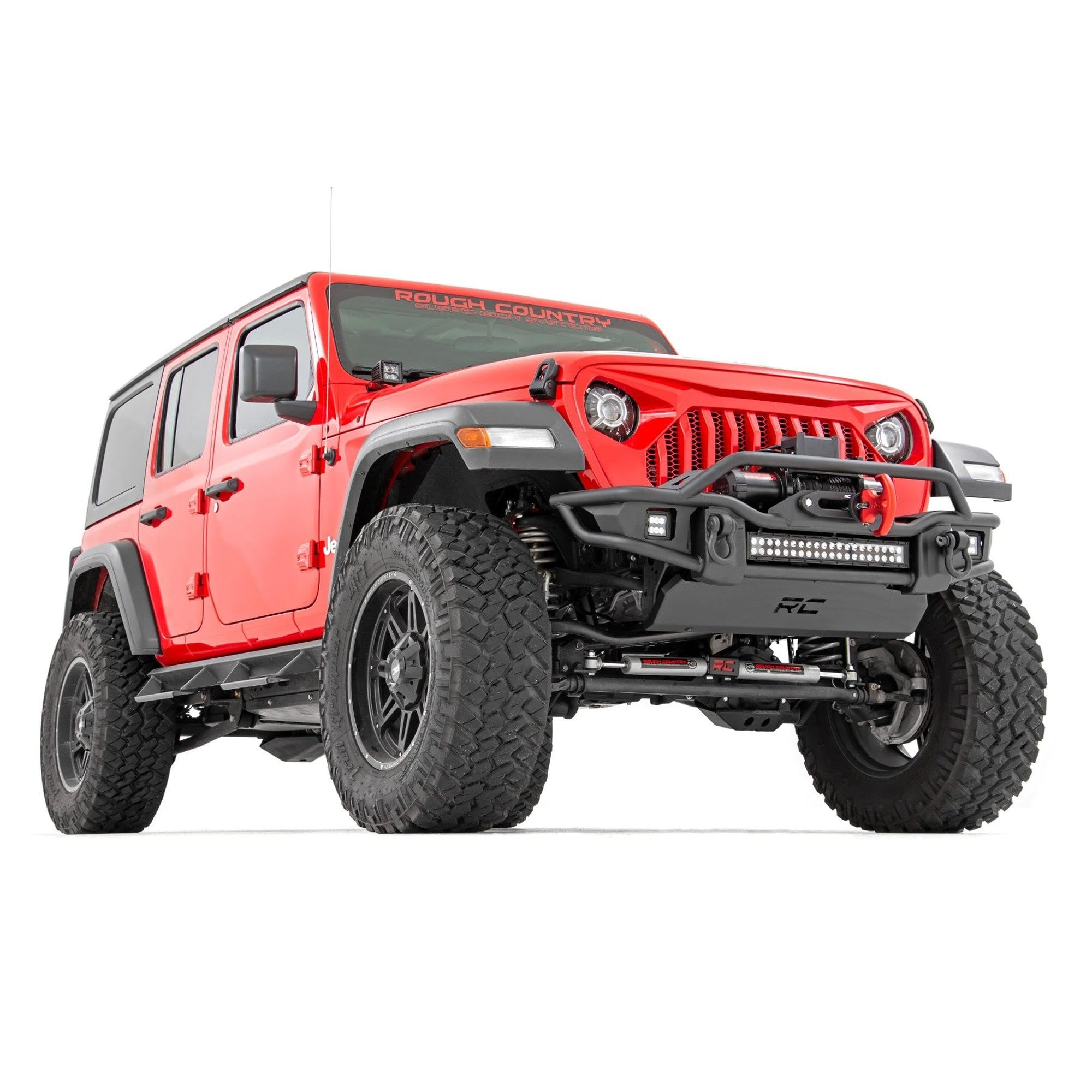 3.5 Inch Lift Kit Rough Country with Premium N3 Shocks for Jeep Wrangler Unlimited 4-Door (2024) - Includes Control Arm Drop Brackets, Front Driveshaft, Springs