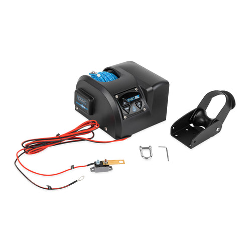 StrikeZone 25 Camco TRAC Outdoors Electric Anchor Winch | Features a High-Efficiency 12-Volt DC All Steel Gear Motor | Includes 100-Feet of 5/32-Inch Pre-Wound Braided Anchor Rope (69001)