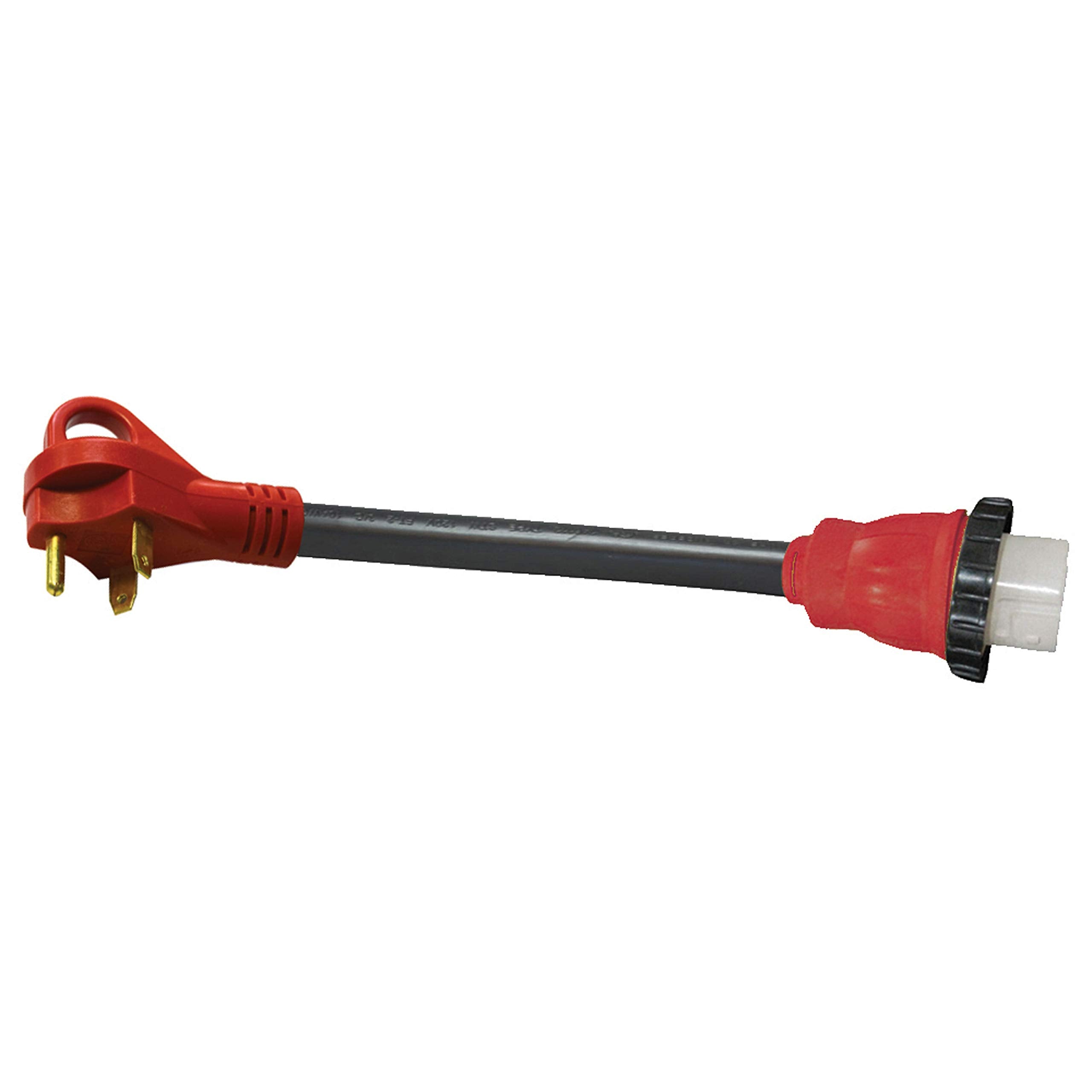 Valterra A10-3050HDVP Detachable Mighty Cord 12" Adapter Cord w/Handle - 30AM to 50AF, Red (Carded)