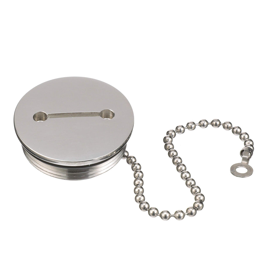 Attwood Stainless Steel Replacement 2" Deck Fill Cap with Chain - Boat Replacement Stainless Steel 2" Deck Fill Cap 66061-3 with Chain - Boat, Silver