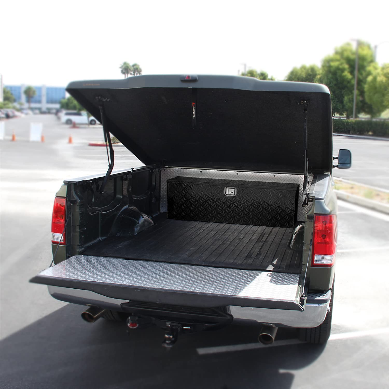 Heavy Duty Aluminum Tool Box SPEC-D TUNING 44"x15"x15" Black Truck Utility Chest Storage with Lock & Key For Pickup Truck Bed, RV Trailer