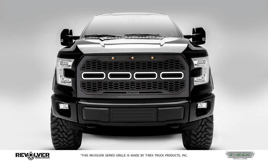 T-Rex Grilles Revolver Grille, 2015-2017 F-150, Black, 1 Pc, Replacement, Fits Vehicles with Camera - PN #6515771