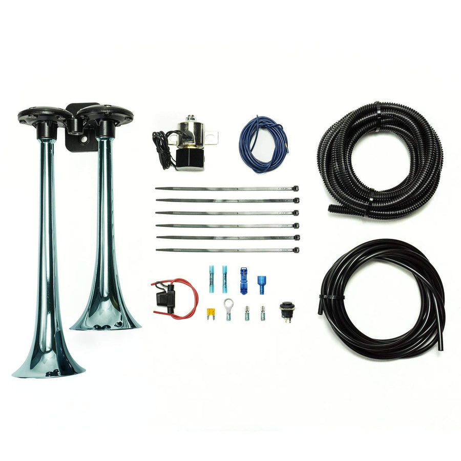 Dual Air Horn Pacbrake HP10073 Basic Chrome for those with Onboard Air [Truck]