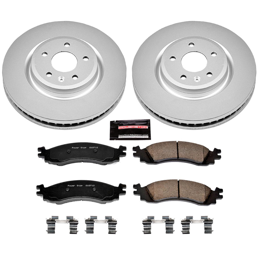 Power Stop CRK5581 Brake Rotor & Coated Ceramic Brake Pads- front For Ford Taurus 2011-2012 [Model Specific]