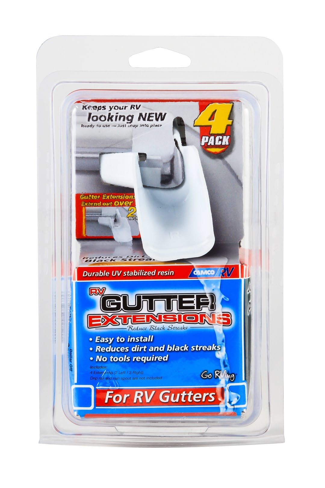 Gutter Extensions Camco, White, Set of 4 (2 Left/2 Right) (Eng/Fr)