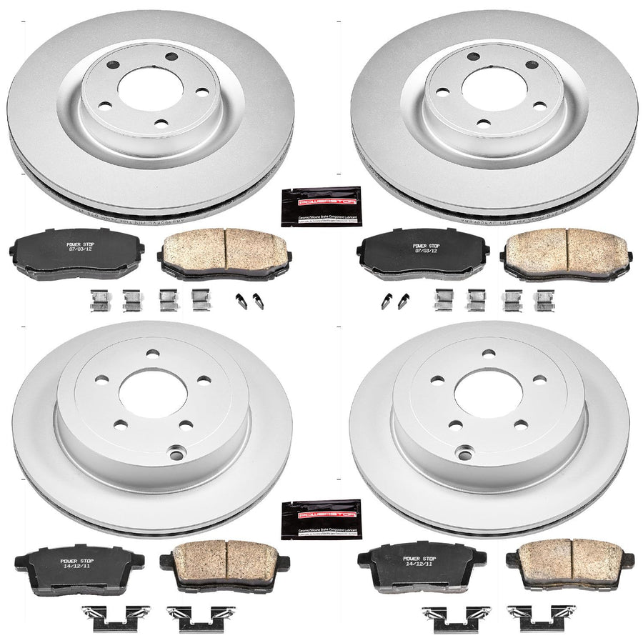 Power Stop Coated Brake Rotor & Ceramic Brake Pads CRK2829- front & rear For Ford Edge 2007-2010, Lincoln MKX 2007-2010 [Model Specific]