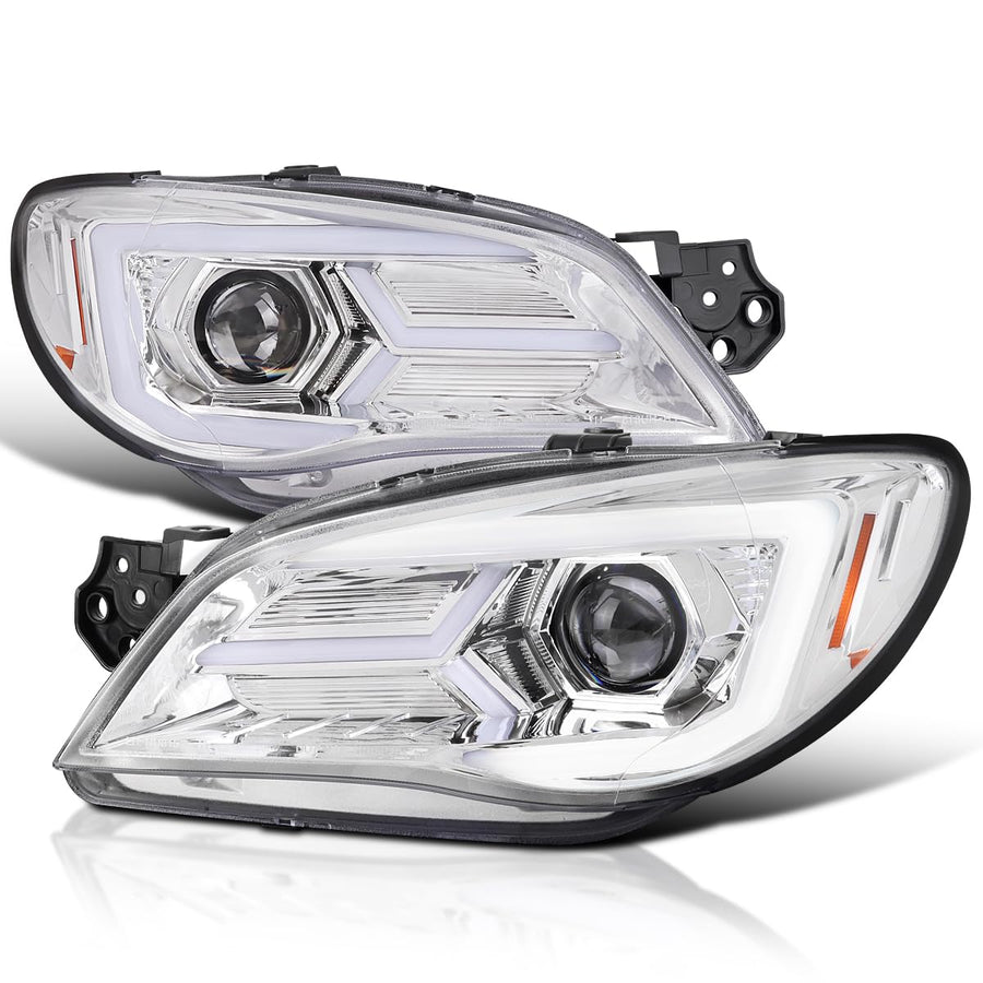 Chrome Projector Headlights SPEC-D TUNING w/Sequential LED Turn Signal Compatible with 2006-2007 Subaru Impreza WRX/STI Models Only, Left + Right Pair Headlamp Assembly