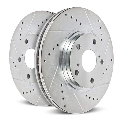 Power Stop Front JBR543XPR Drilled & Slotted Rotor Pair For Mazda Miata 1990-1993 [Model Specific] Evolution
