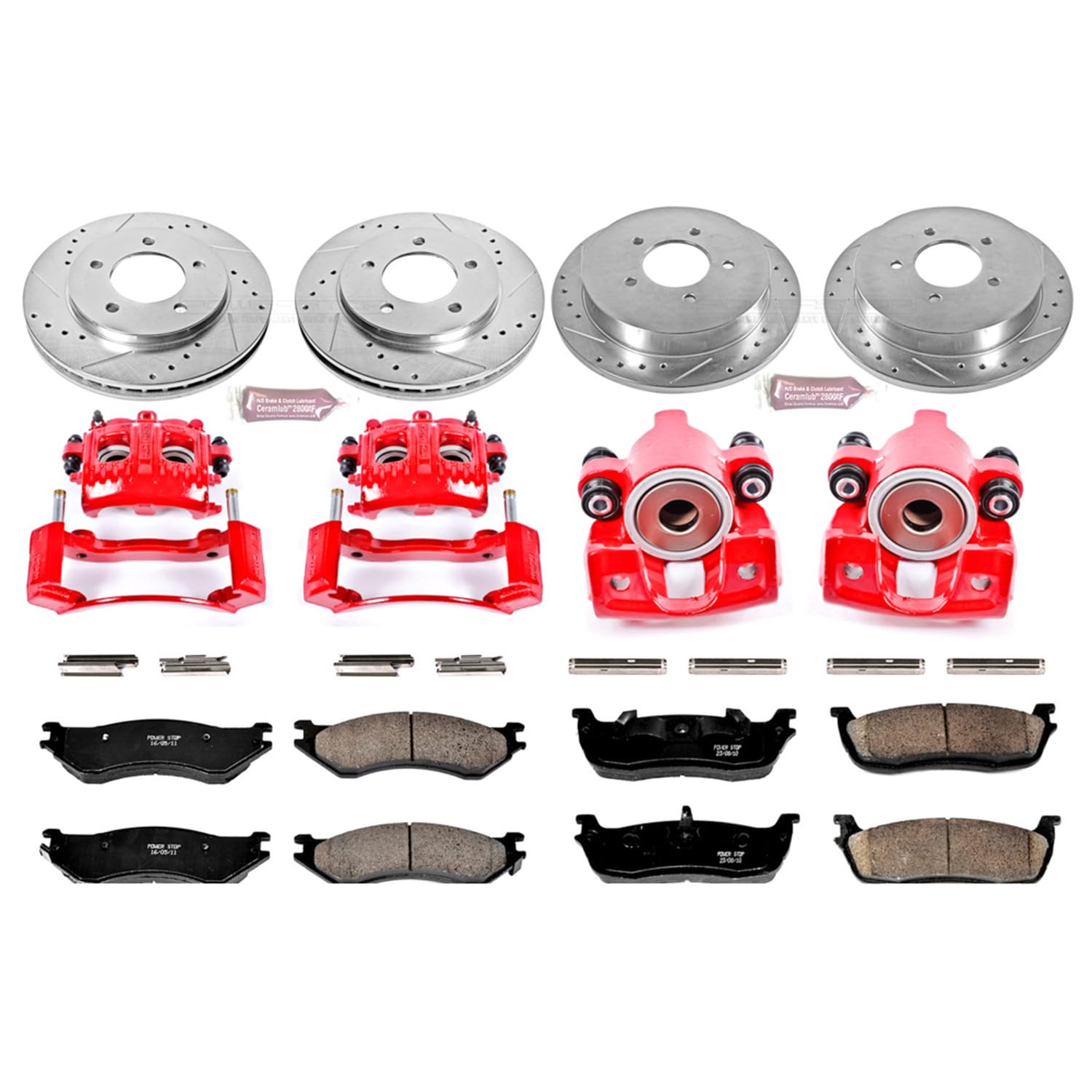 1-Click Performance Brake Kit Power Stop (KC1870) with Calipers For Ford Expedition 1997-2000, Lincoln Navigator 1998-2000 [Model Specific]