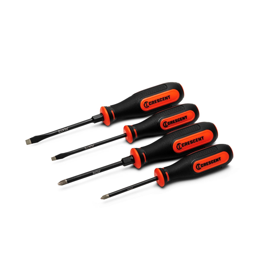 4PC Diamond Tip Crescent Dual Material Screwdriver Set with Phillips and Slotted Screwdrivers - CDTSET4PC