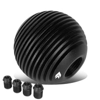 NRG Innovations Universal Aluminum SK-703BK Shift Knob with Thread Adapters, Heat Sink Style Round Ball Shape, Black