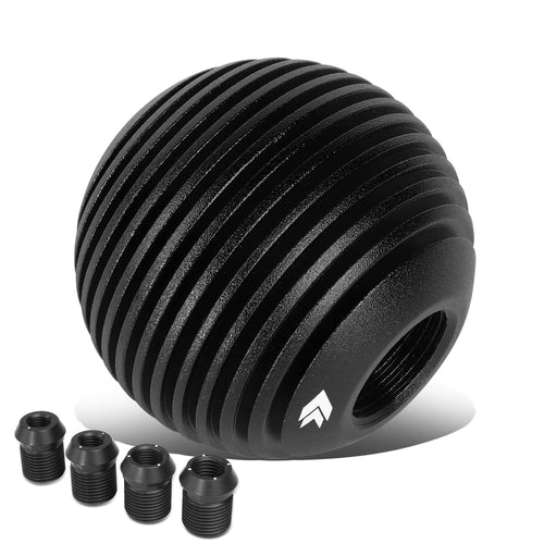 NRG Innovations Universal Aluminum SK-703BK Shift Knob with Thread Adapters, Heat Sink Style Round Ball Shape, Black