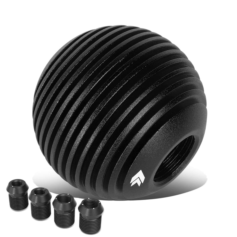 NRG Innovations Universal Aluminum SK-703BK Shift Knob with Thread Adapters, Heat Sink Style Round Ball Shape, Black