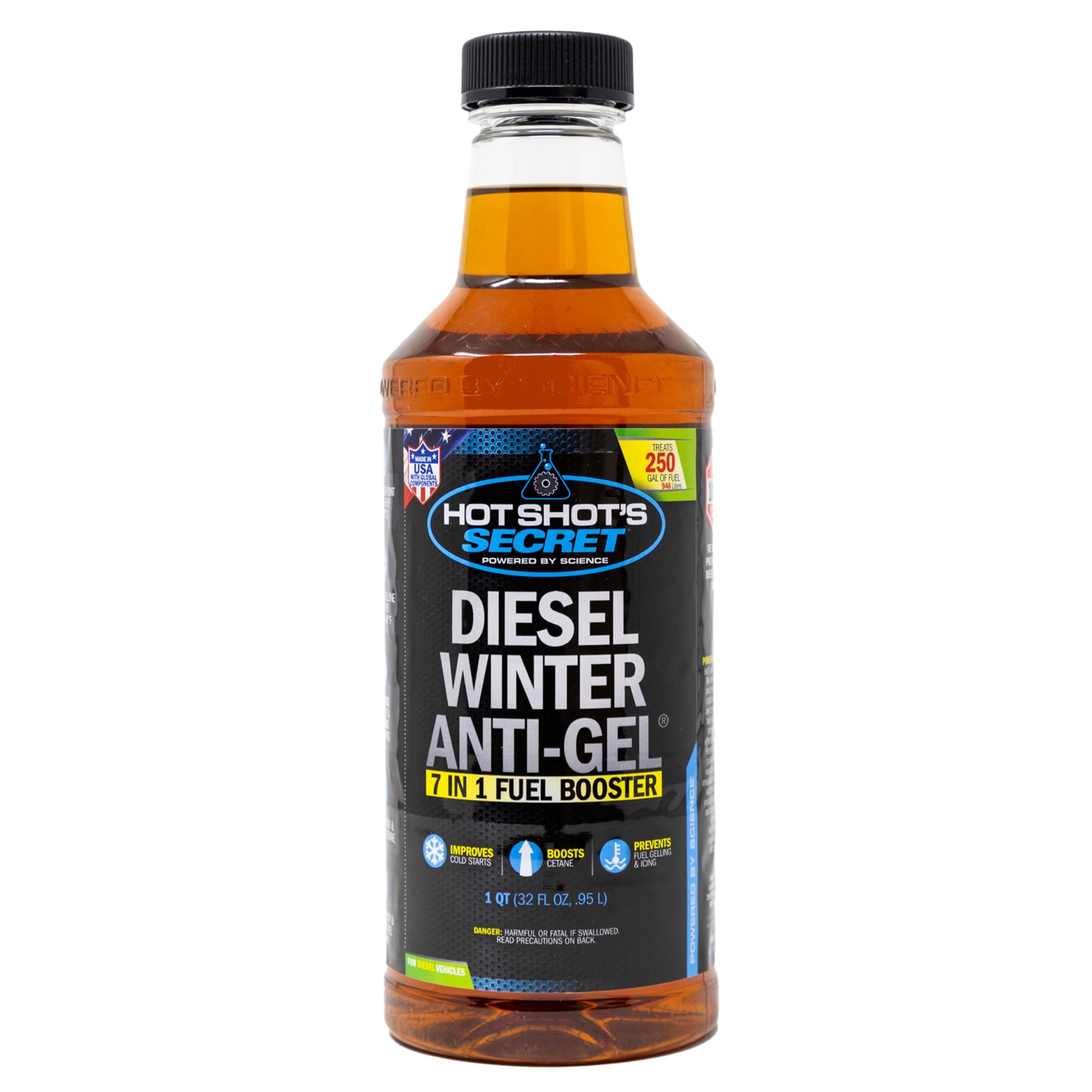 Diesel Winter Anti-Gel Fuel Treatment Hot Shot's Secret 32oz – 7 in 1 Fuel Booster Winter Protection, Diesel Additive Prevents Gelling, Improves Cold Starts, Boosts Cetane (P403301G)