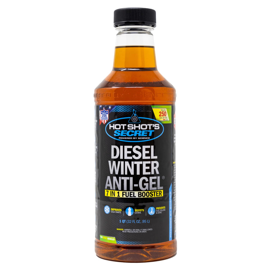 Diesel Winter Anti-Gel Fuel Treatment Hot Shot's Secret 32oz – 7 in 1 Fuel Booster Winter Protection, Diesel Additive Prevents Gelling, Improves Cold Starts, Boosts Cetane (P403301G)