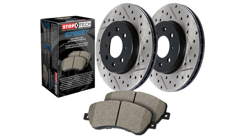 Front Stoptech 938.04002 Street Axle Pack Drilled & Slotted