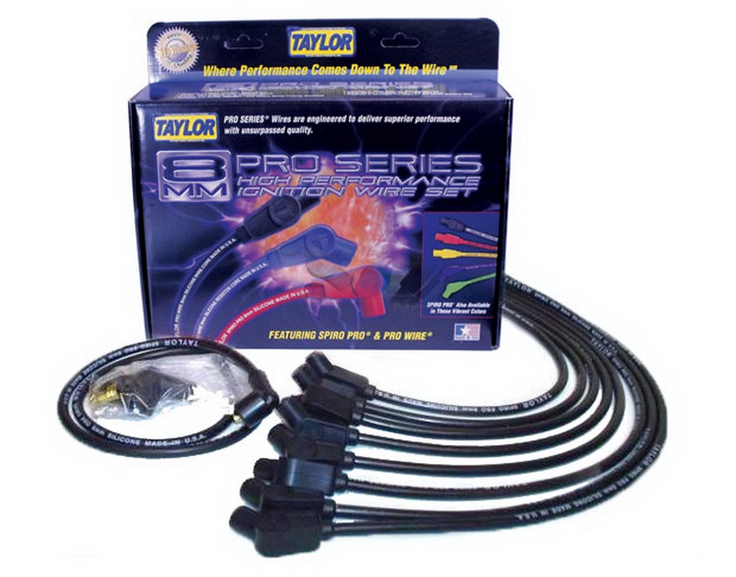 Spiro-Pro Taylor Cable 76032 Spiro-Wound Core Black Spark Plug Wire Set