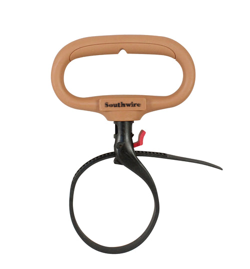 Southwire 4-Inch Adjustable Heavy Duty Clamp Tie w/ Rotating Handle; Reusable Zip Down Cable; Brown