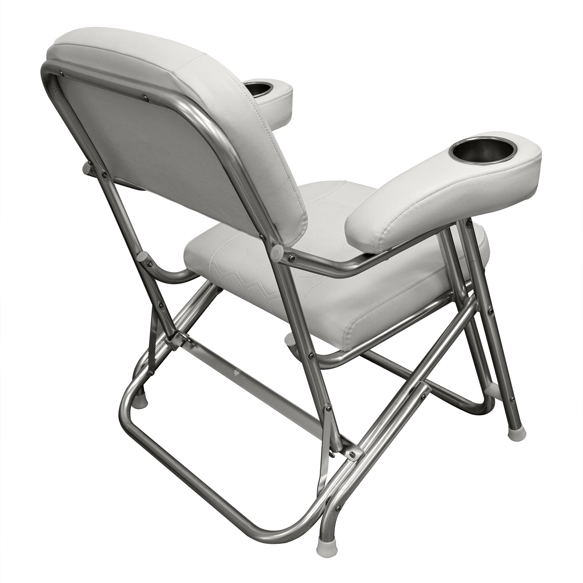 Offshore Series Wise 3367-784 Deluxe Folding Deck Chair with Stainless Steel Cup Holders, Brite White