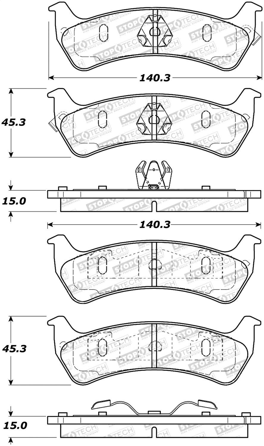 Rear StopTech 308.06250 Brake Pads with Shims Street